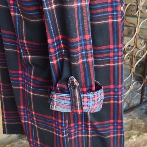 New York Laundry Lightweight Open Drape Front Long Plaid Long Sleeve Top Sz XL - Picture 8 of 14